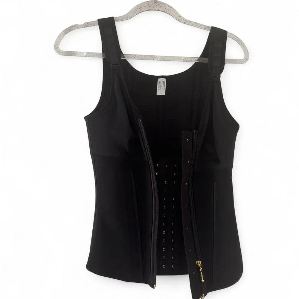 Triple Compression Black Faja Shapewear Vest Size L | Zip & Hook Waist Trainer